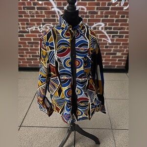 Nana Atta’s Fashion Cape Coast. Ghana  Men's Colorful Patterned Button-Up Shirt